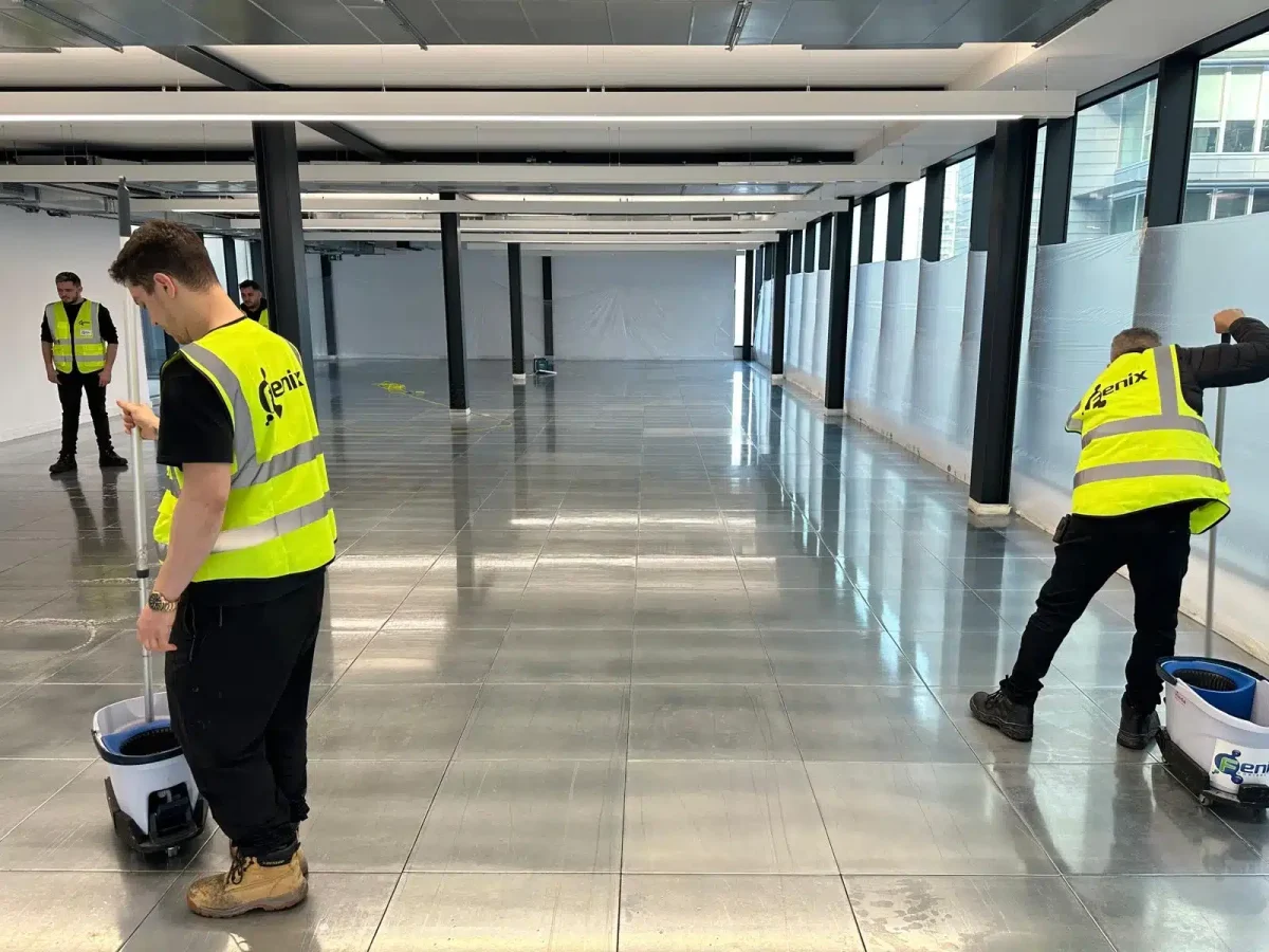 Raised floor surface cleaned and restored to original condition with long-lasting durability