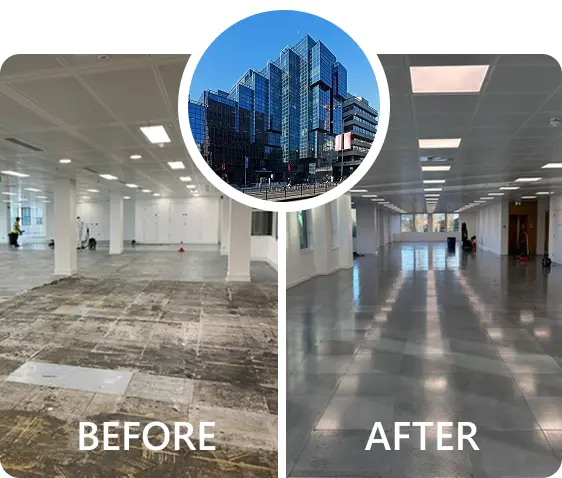 Commercial raised floor cleaning and refurbishment at Northern & Shell, London